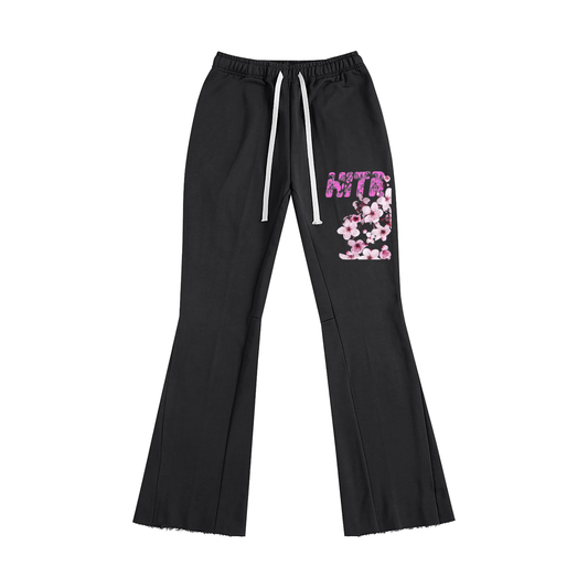 HITR. ‘Cherry Blossom’ Black Flared Sweatpants